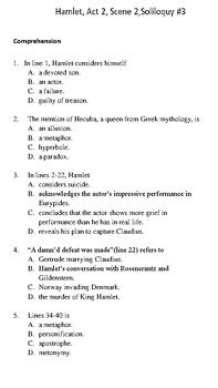 Hamlet “O, what a rogue and peasant slave am I!” Soliloquy Summative ...