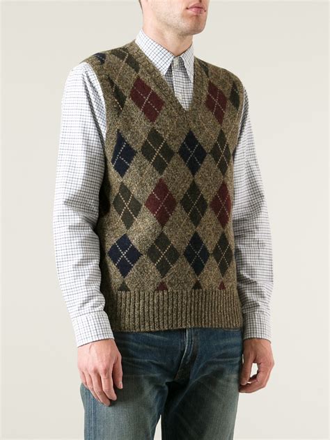 Polo Ralph Lauren Harlequin Sweater Vest in Brown for Men - Lyst