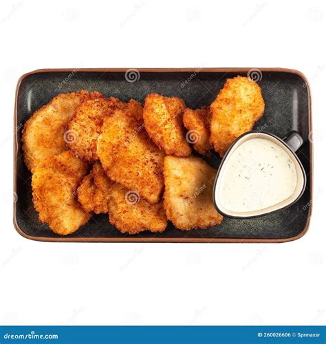 Portion of Fried Chicken Nuggets with Sauce Stock Photo - Image of ...