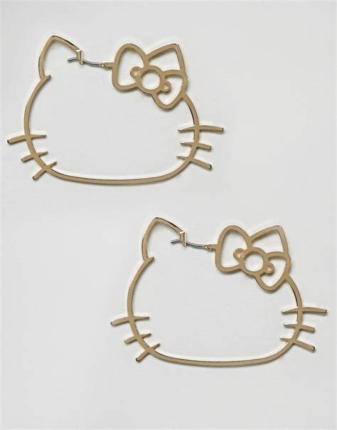 ASOS Hello Kitty X Asos Cut Out Hoop Earrings in Metallic | Lyst