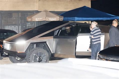 Elon Musk takes Tesla Cybertruck for a night out on the town