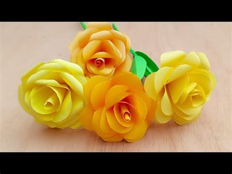 How to make a paper flower | yellow paper roses | yellow paper flowers ...