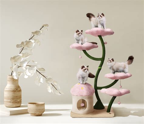 EDEN Wood Floral Cat Tree Tower Wooden Cat Tower Modern Cat - Etsy ...