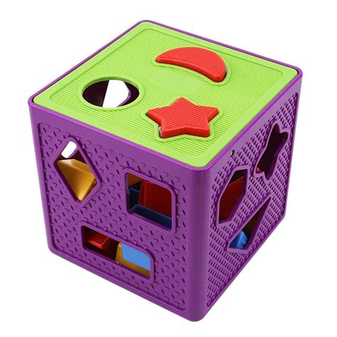 Interesting Geometric Square Shape Sorter Activity Cube Kids Children Color Recognition Plastic ...
