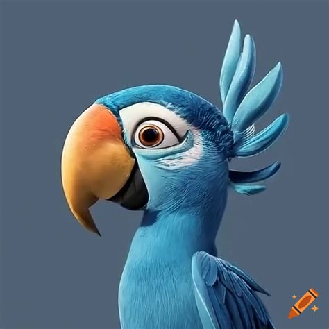 Blue macaw character similar to rio movie on Craiyon