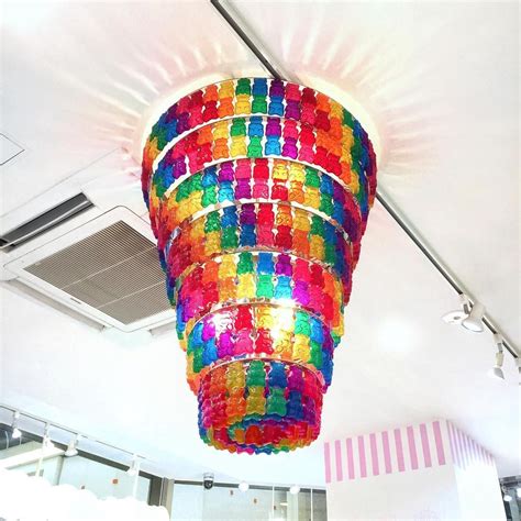 rainbow gummy bear chandelier | Diy wine glass candle, Bear decor, Wine ...