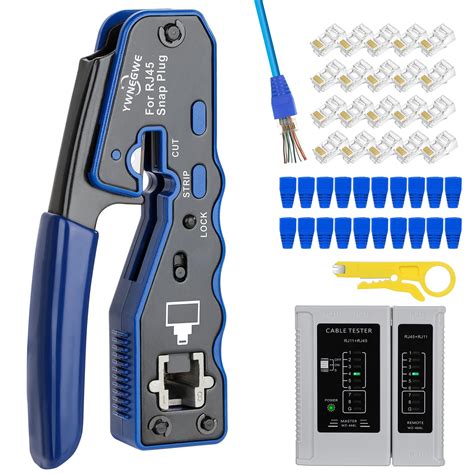 Buy RJ45 Crimp Tool Kit Pass Thru Ethernet Crimper for Cat5e Cat6 Cat6a 8P8C Modular Connectors ...