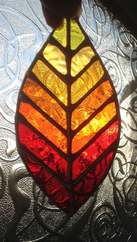 Autumn Leaf Beautiful Fall Stained Glass Suncatcher