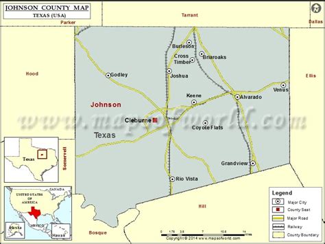 Johnson County Map, Texas