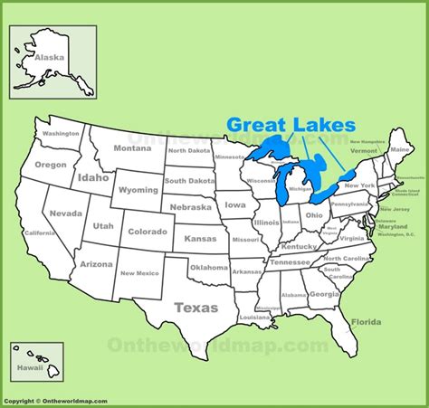 Great Lakes location on the U.S. Map