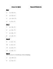 Mastering Polynomial Multiplication: Common Core Algebra Study | Course Hero