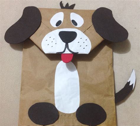 Puppet !!! Dog made from paper bag | Animal crafts for kids, Paper bag puppets, Paper bag crafts