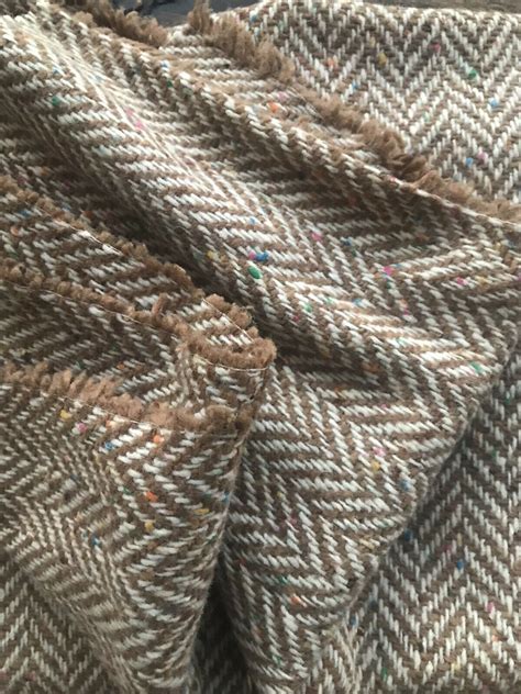 NEW Novelty Designer Wool Oversized Herringbone Chevron Pattern Tweed Fabric - Camel- Italy ...