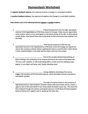 Homeostasis Worksheet - Fill Online, Printable, Fillable, Blank | pdfFiller