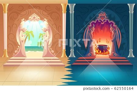 Heaven and hell gates cartoon concept - Stock Illustration [62550164] - PIXTA