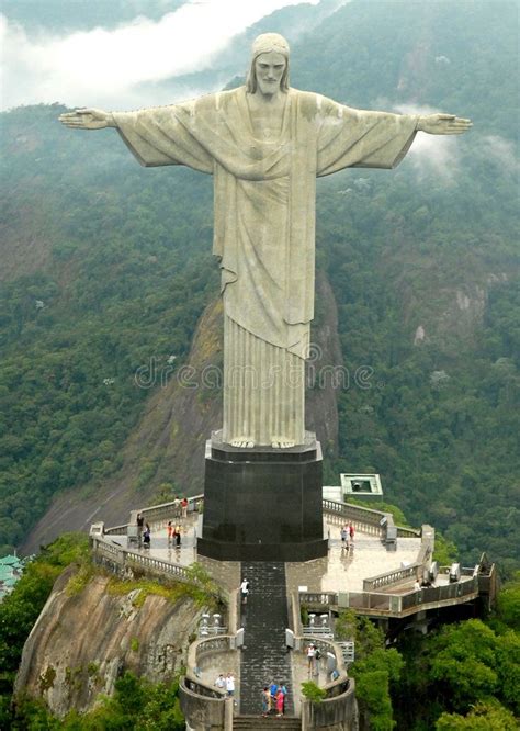 Christ Redeemer Statue. Beautiful aerial view of the most famous Brazil ...