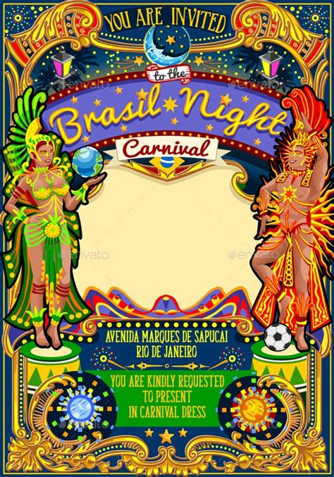 Rio Carnival Poster Template Brazil Carnaval Mask Show Parade | Rio carnival, Carnival posters ...