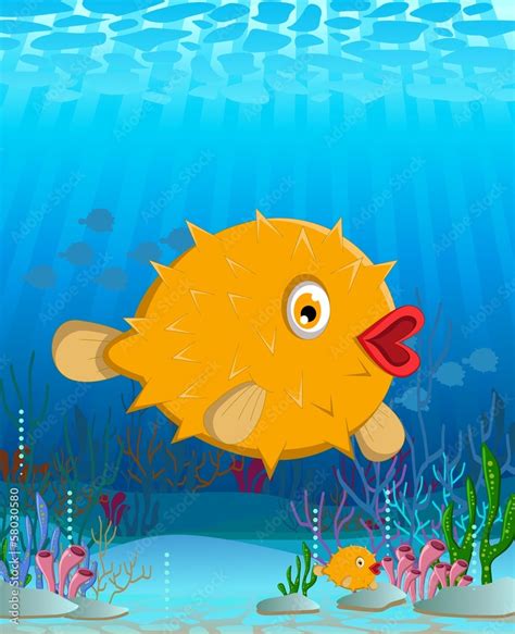 Cartoon blowfish Stock Vector | Adobe Stock