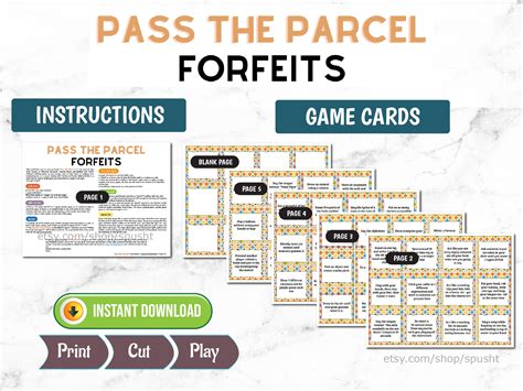 Pass the Parcel Game Forfeits Birthday Party Game Printable - Etsy ...