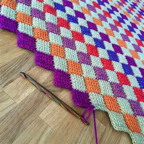 How To Crochet Tunisian Entrelac Stitch Blanket