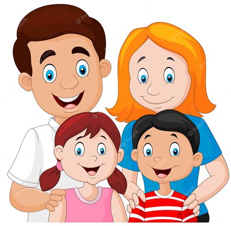 Dibujos animados de familia feliz | Vector Premium