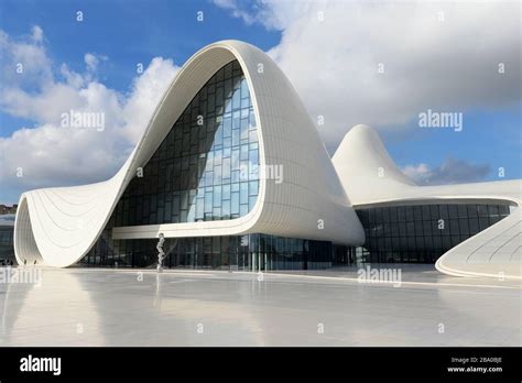 Heydar Aliyev Cultural Center in Baku, Azerbaijan. Architecture style by Zaha Hadid. Flowing and ...