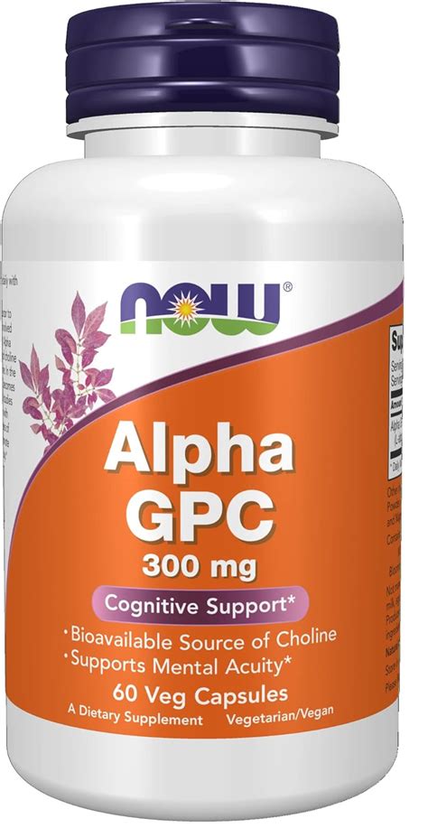 NOW Supplements, Alpha GPC 300 mg with Bioavailable Source of Choline, 60 Veg Capsules : Amazon ...