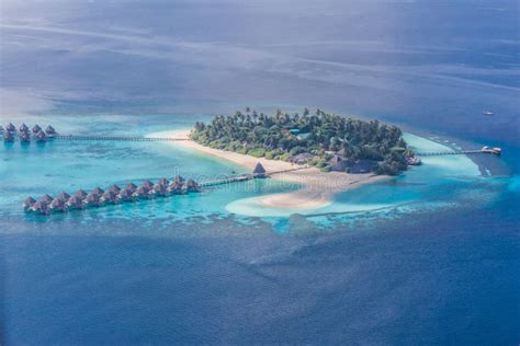 Aerial Photo. Amazing Beach in Maldives. Blue Sky Clouds and Relaxing ...