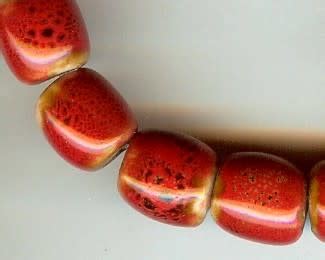 Glazed Clay Bead 12x12mm Smooth Barrel Red - Bead Inspirations