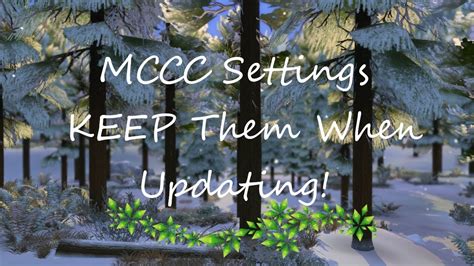 You Can KEEP your MCCC settings when updating mod! - YouTube