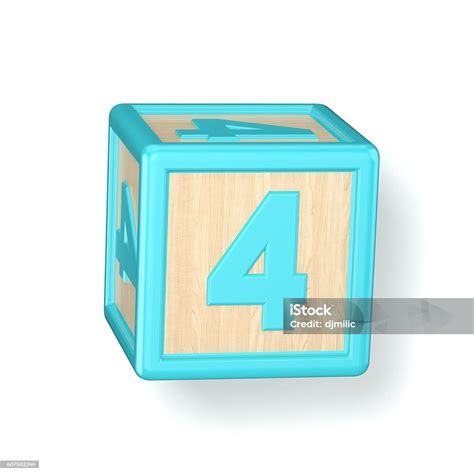 Number 4 Four Wooden Alphabet Blocks Font Rotated 3d Stock Photo - Download Image Now - iStock