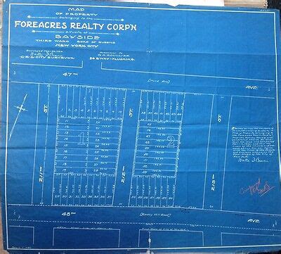 ORIGINAL 1926 BAYSIDE QUEENS NY BLUEPRINT MAP 20X22 | eBay