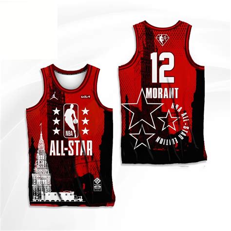 All Star NBA 2022 Customized Basketball Jersey Red MORANT #12 for Men Full Sublimation | Shopee ...