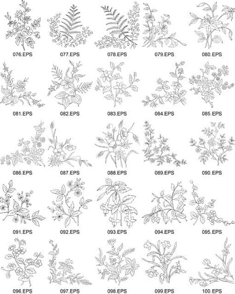 Flower type of line drawing vector diagram-4 eps | UIDownload