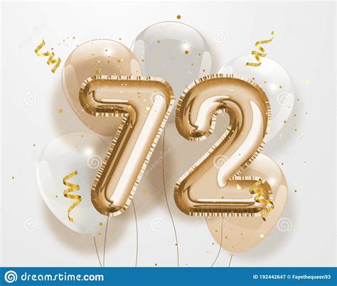 Happy 72th Birthday With Gold Balloons Greeting Card Background. Vector ...