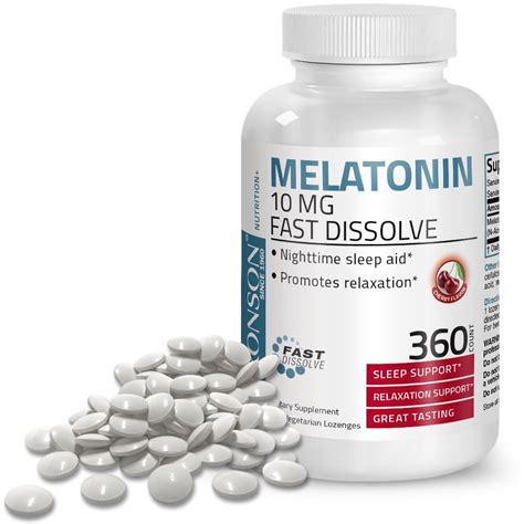 Melatonin 10mg Fast Dissolve Tablets - Sleep Aid - Fall Asleep Faster, Stay Asleep Longer- 360 ...