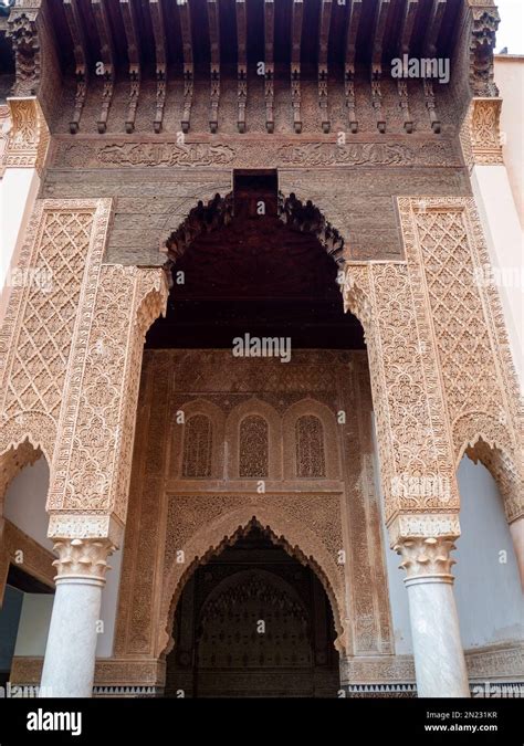 Marrakech, Morocco - January 27, 2023 Inside interior of Saadian Tombs ...