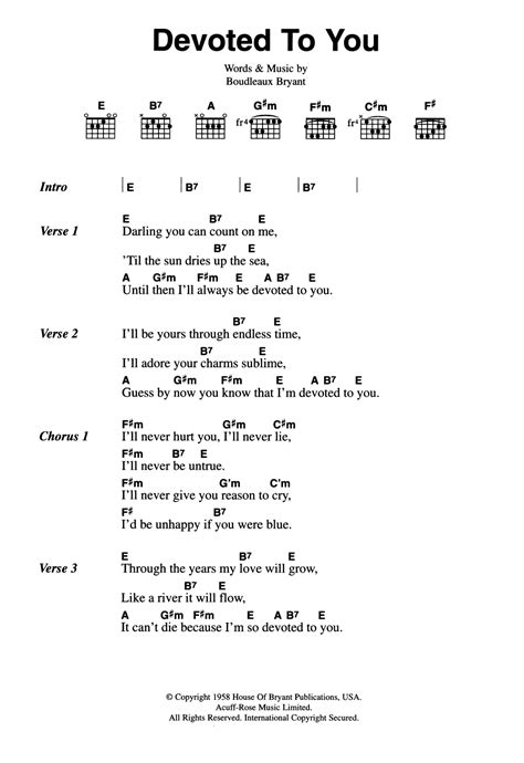 Devoted To You by The Everly Brothers - Guitar Chords/Lyrics - Guitar ...