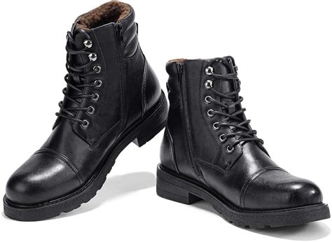 Amazon.com | GM GOLAIMAN Men's Motorcycle Snow Dress Boots - Lace Up Zip Cap Toe Ankle Boot ...