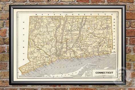 Vintage Connecticut Map 1842 Old Map of Connecticut | Etsy