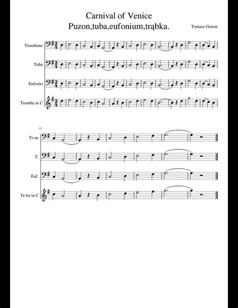 Carnival of Venice sheet music for Trombone, Tuba, Trumpet download free in PDF or MIDI