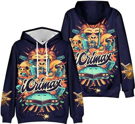 OUHZNUX Icrimax Kapuzenpullover YouTube-Musiker 3D Gedrucktes Sweatshirt Hoodie Mode Unisex ...