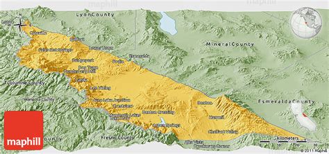 Savanna Style Panoramic Map of Mono County