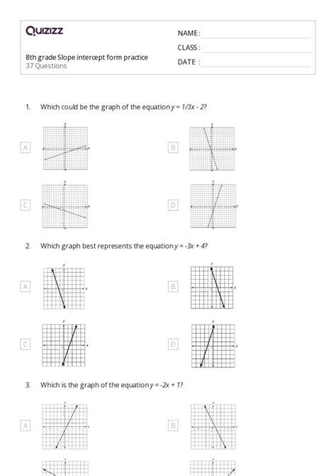 50+ Slope-Intercept Form worksheets for 6th Grade on Quizizz | Free & Printable