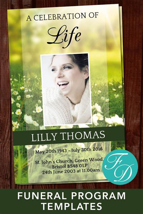 Celebration of Life Program Template Funeral Program - Etsy UK ...