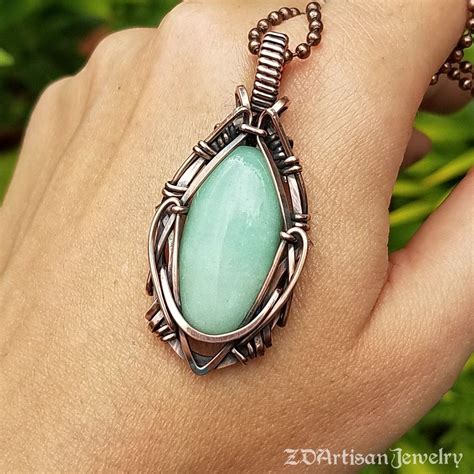 Mint green aventurine crystal necklace handmade by zd_artisan_jewelry ...