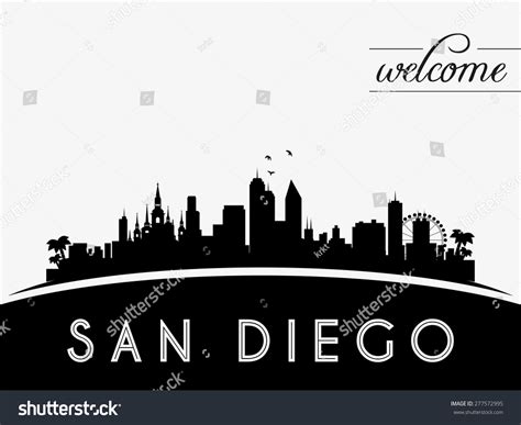 San Diego Usa Skyline Silhouette Black Stock Vector 277572995 - Shutterstock