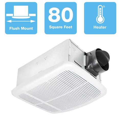 Bathroom Exhaust Fan Heater 120-Volt Metal Ceiling Flush Mount Square White | eBay