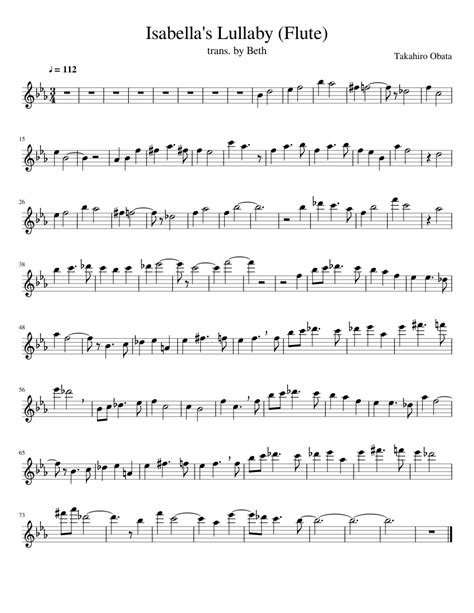 Isabella's Lullaby (Flute) Sheet music for Flute (Solo) | Musescore.com