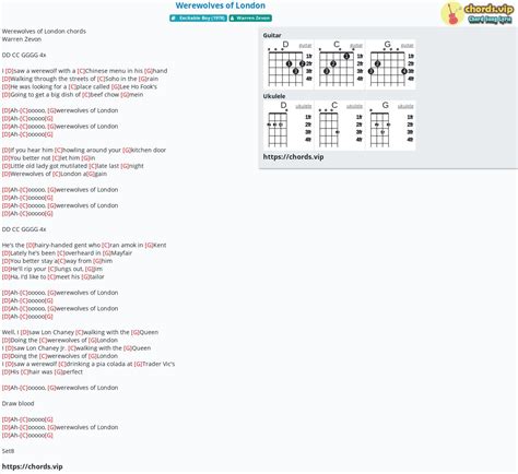 Chord: Werewolves of London - Warren Zevon - tab, song lyric, sheet ...